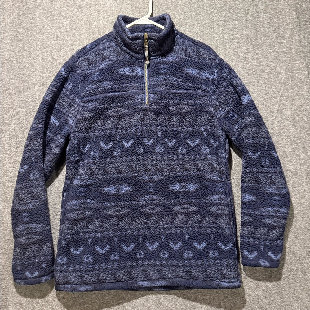 Alpine Sherpa Fleece Aztec Pullover Mens Adult M blue 1/4 zip soft sweatshirt